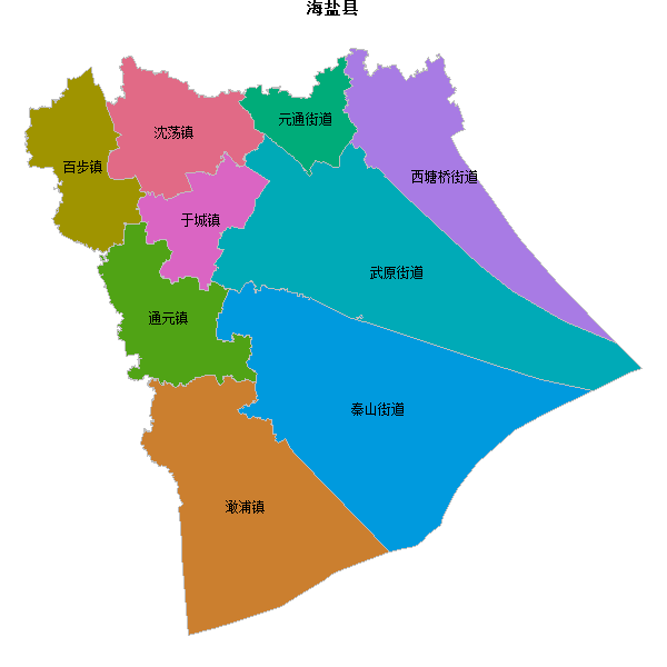 海盐县乡镇地图shp数据WGS84坐标系.shp