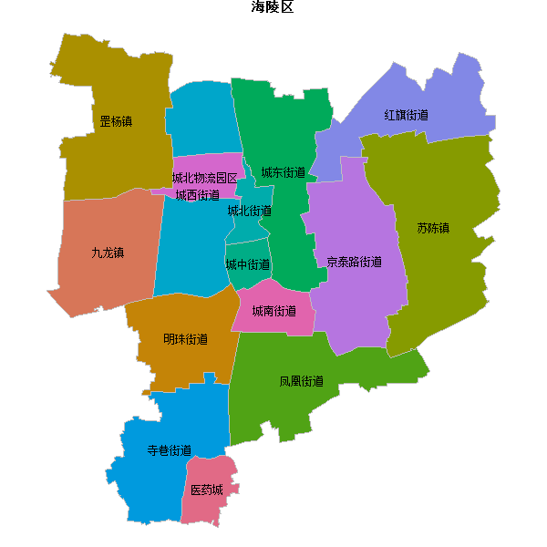 海陵区乡镇地图shp数据WGS84坐标系.shp