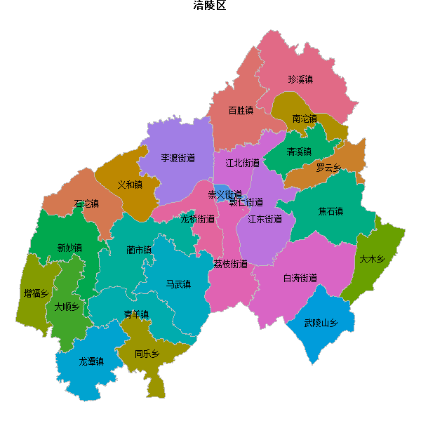 涪陵区乡镇地图shp数据WGS84坐标系.shp