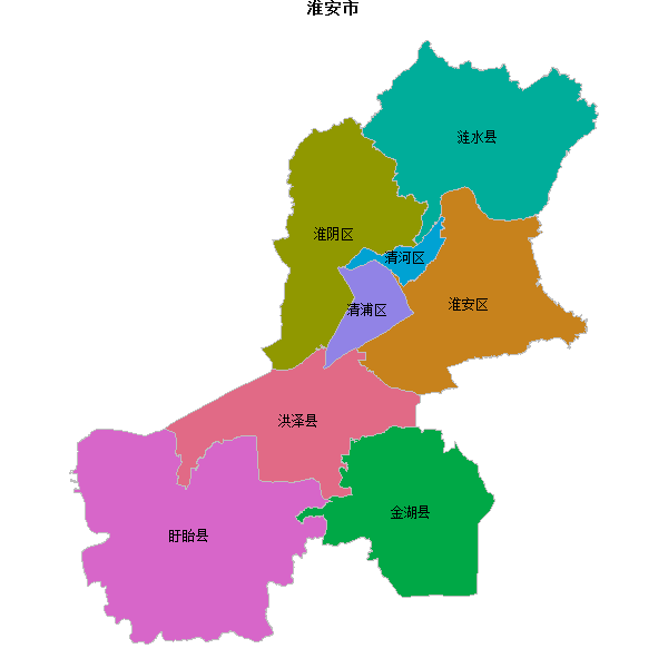 淮安市地图shp数据WGS84坐标系.shp