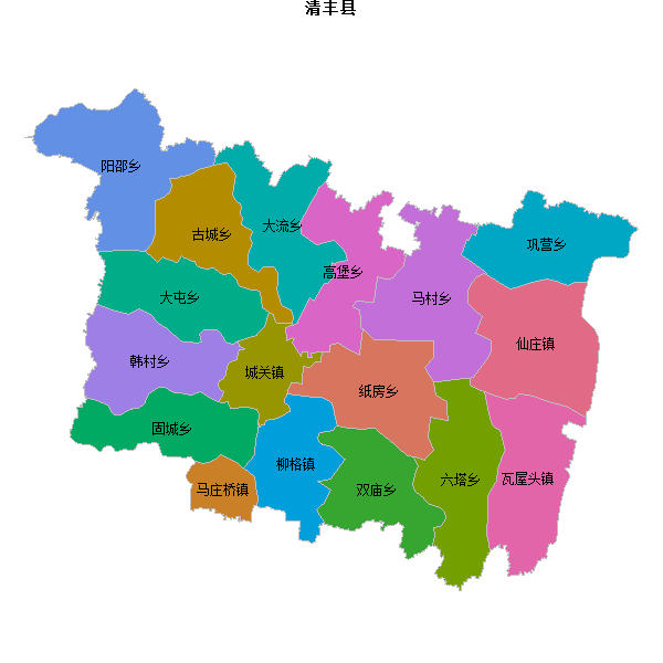 清丰县乡镇地图shp数据WGS84坐标系.shp