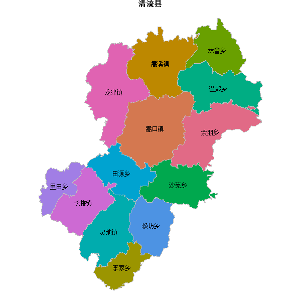 清流县乡镇地图shp数据WGS84坐标系.shp