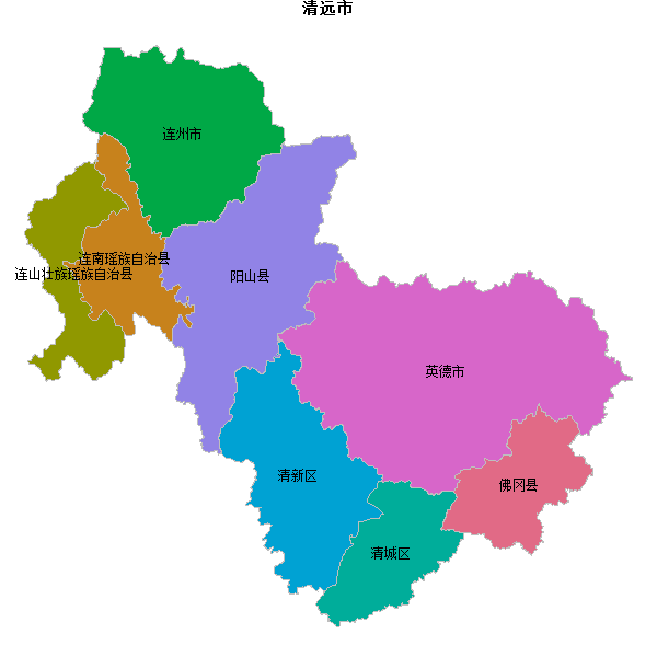 清远市地图shp数据WGS84坐标系.shp