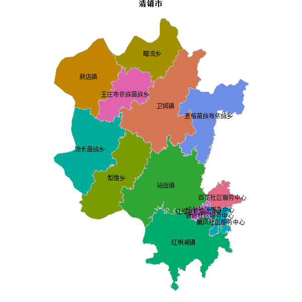 清镇市乡镇地图shp数据WGS84坐标系.shp