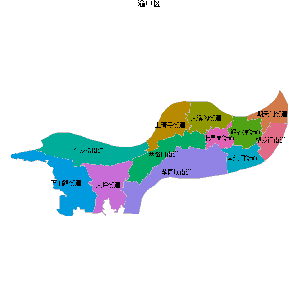 渝中区乡镇地图shp数据WGS84坐标系.shp