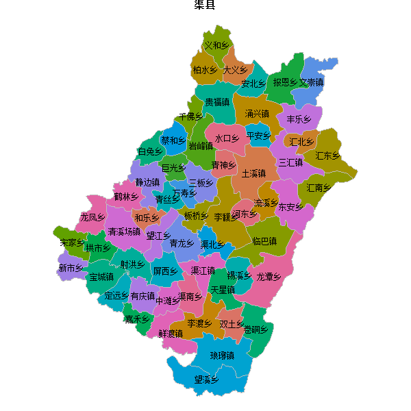 渠县乡镇地图shp数据WGS84坐标系.shp
