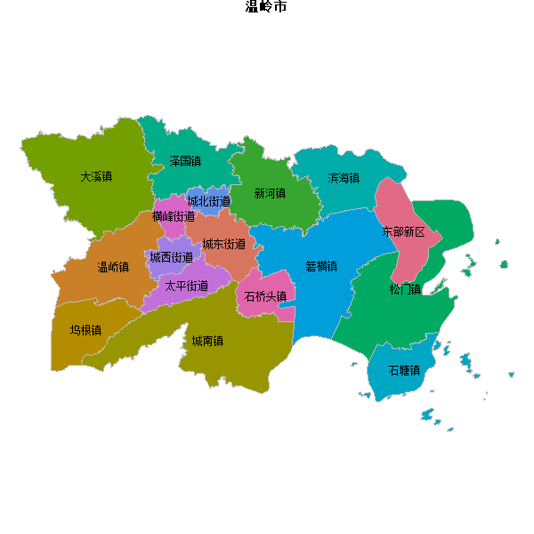 温岭市乡镇地图shp数据WGS84坐标系.shp