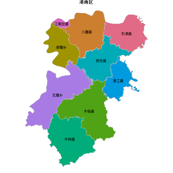 港南区乡镇地图shp数据WGS84坐标系.shp
