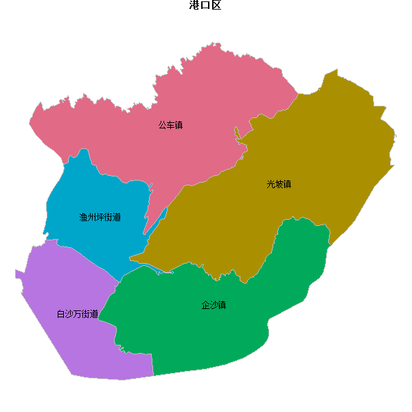 港口区乡镇地图shp数据WGS84坐标系.shp