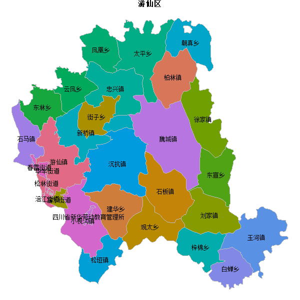 游仙区乡镇地图shp数据WGS84坐标系.shp