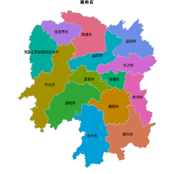 湖南省地图shp数据WGS84坐标系.shp