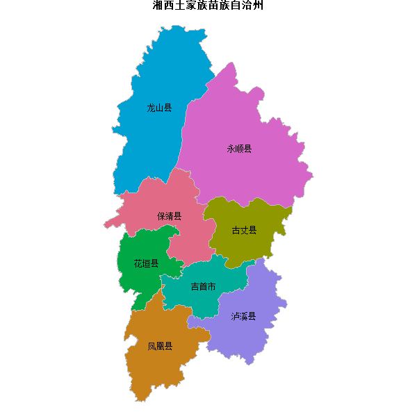 湘西土家族苗族自治州地图shp数据WGS84坐标系.shp