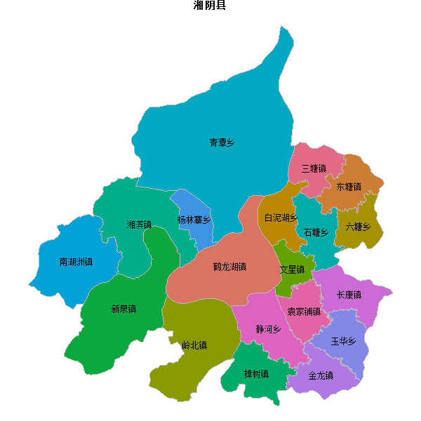 湘阴县乡镇地图shp数据WGS84坐标系.shp