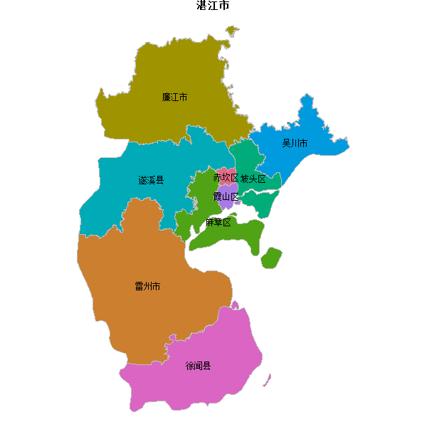 湛江市地图shp数据WGS84坐标系.shp