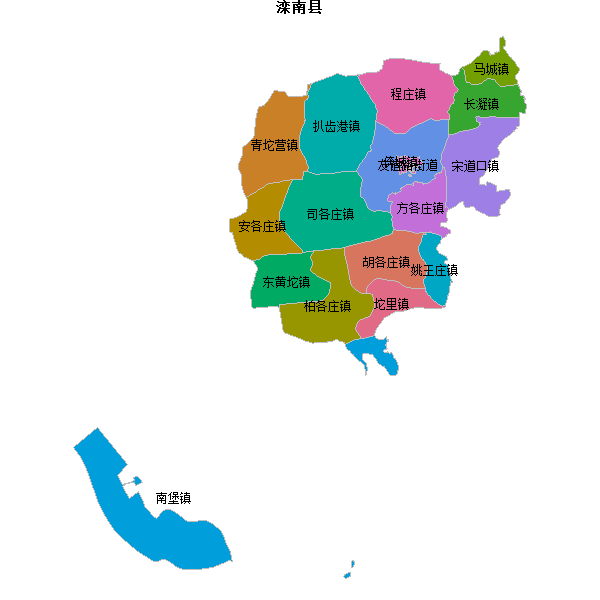 滦南县乡镇地图shp数据WGS84坐标系.shp