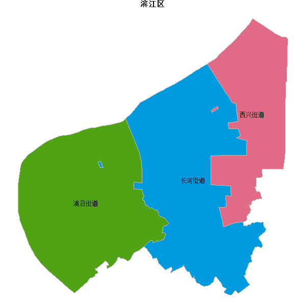 滨江区乡镇地图shp数据WGS84坐标系.shp