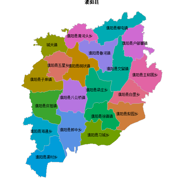 濮阳县乡镇地图shp数据WGS84坐标系.shp