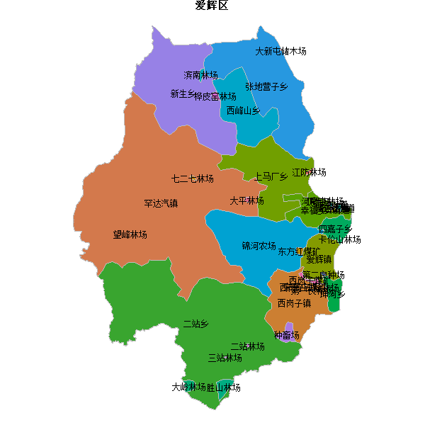 爱辉区乡镇地图shp数据WGS84坐标系.shp
