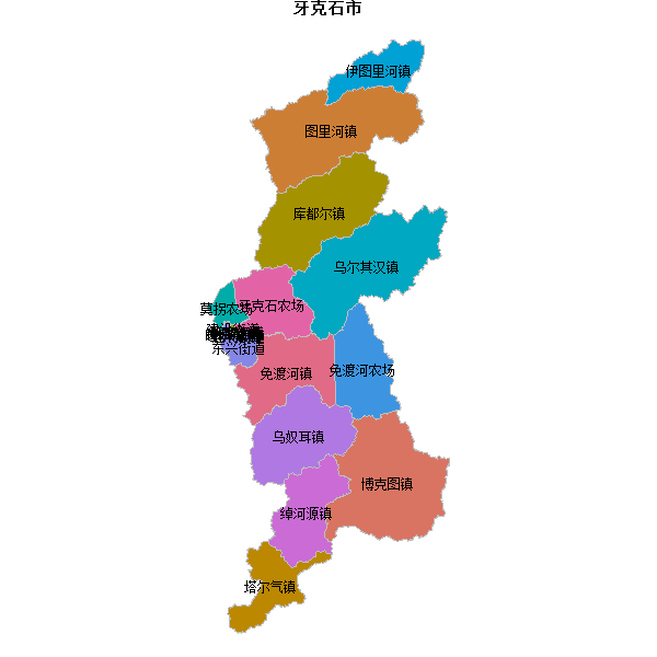 牙克石市乡镇地图shp数据WGS84坐标系.shp