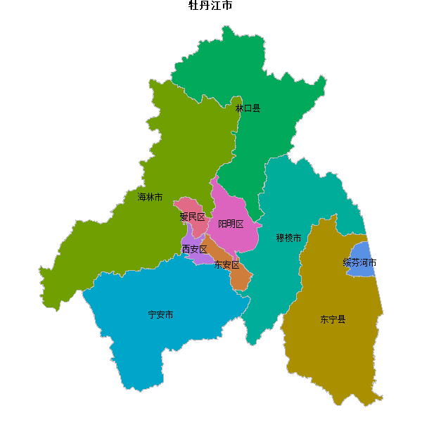牡丹江市地图shp数据WGS84坐标系.shp