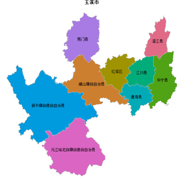 玉溪市地图shp数据WGS84坐标系.shp