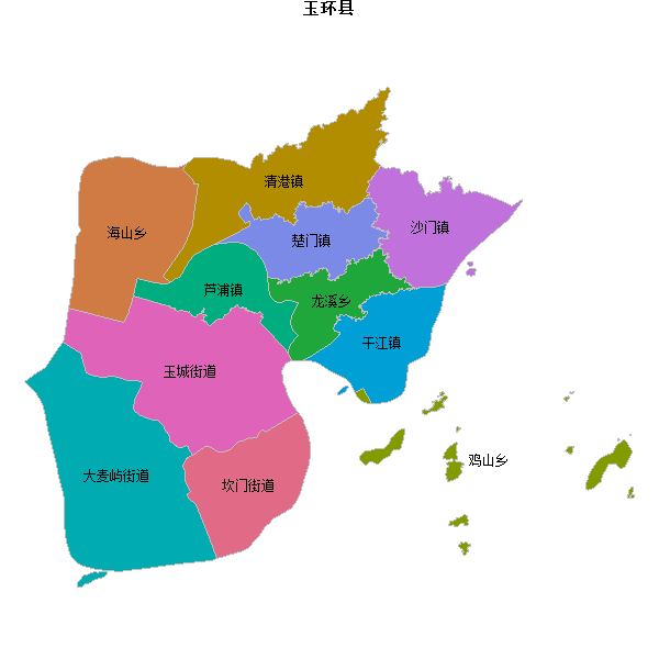 玉环县乡镇地图shp数据WGS84坐标系.shp