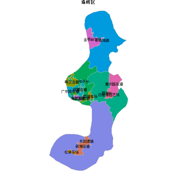 珠晖区乡镇地图shp数据WGS84坐标系.shp