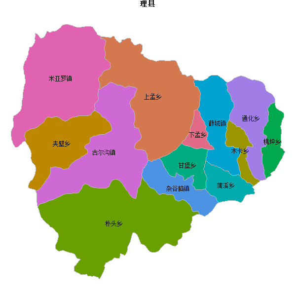 理县乡镇地图shp数据WGS84坐标系.shp