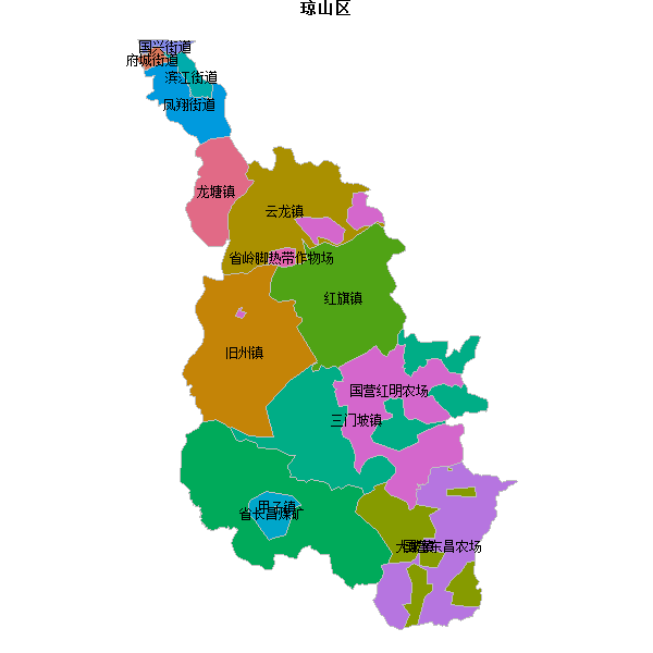 琼山区乡镇地图shp数据WGS84坐标系.shp