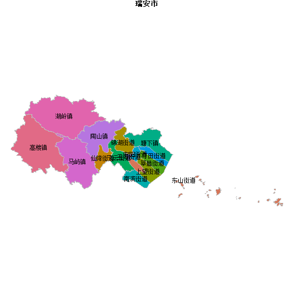 瑞安市乡镇地图shp数据WGS84坐标系.shp