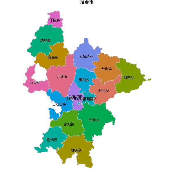 瑞金市乡镇地图shp数据WGS84坐标系.shp