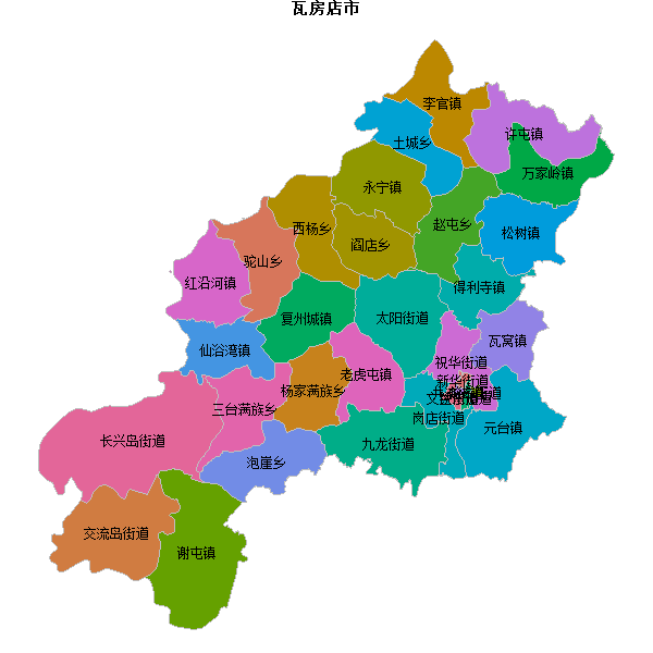 瓦房店市乡镇地图shp数据WGS84坐标系.shp