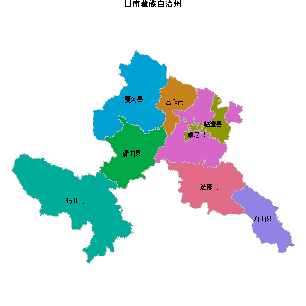甘南藏族自治州地图shp数据WGS84坐标系.shp