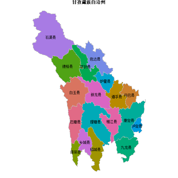 甘孜藏族自治州地图shp数据WGS84坐标系.shp