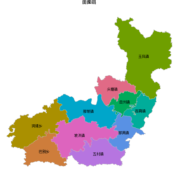 田阳县乡镇地图shp数据WGS84坐标系.shp