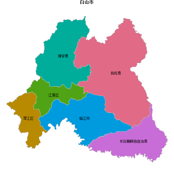 白山市地图shp数据WGS84坐标系.shp
