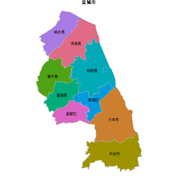 盐城市地图shp数据WGS84坐标系.shp