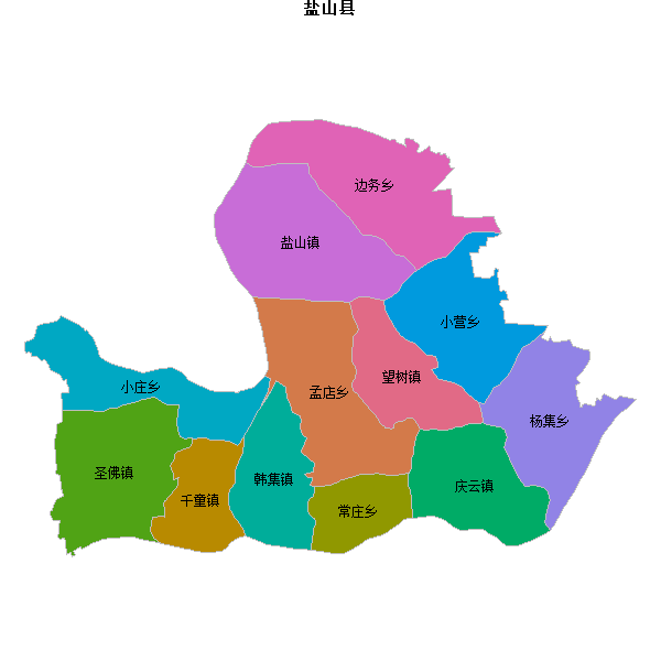 盐山县乡镇地图shp数据WGS84坐标系.shp