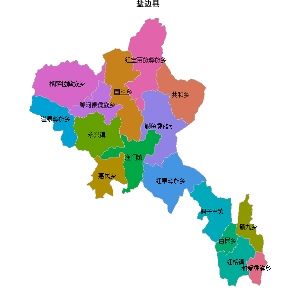盐边县乡镇地图shp数据WGS84坐标系.shp