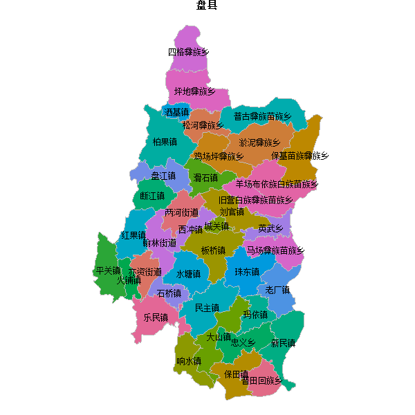 盘县乡镇地图shp数据WGS84坐标系.shp