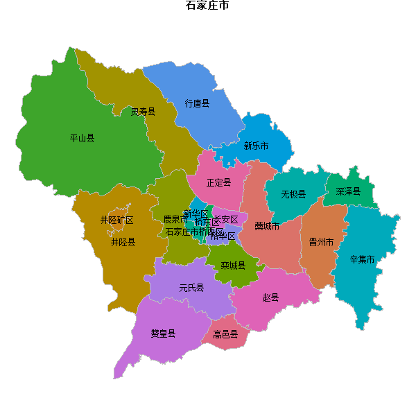 石家庄市地图shp数据WGS84坐标系.shp