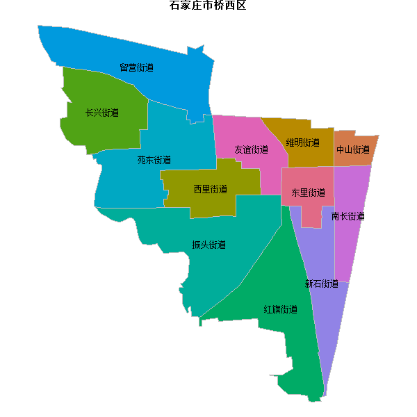 石家庄市桥西区乡镇地图shp数据WGS84坐标系.shp