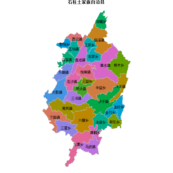石柱土家族自治县乡镇地图shp数据WGS84坐标系.shp