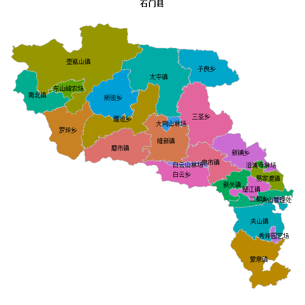 石门县乡镇地图shp数据WGS84坐标系.shp