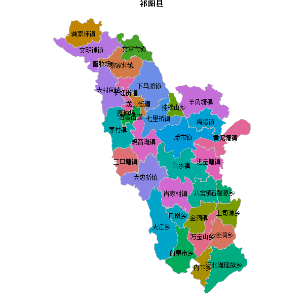 祁阳县乡镇地图shp数据WGS84坐标系.shp