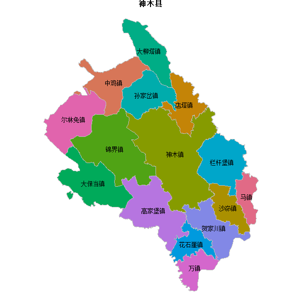 神木县乡镇地图shp数据WGS84坐标系.shp