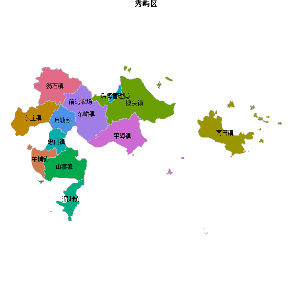 秀屿区乡镇地图shp数据WGS84坐标系.shp