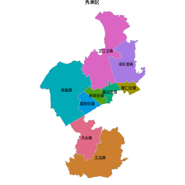 秀洲区乡镇地图shp数据WGS84坐标系.shp