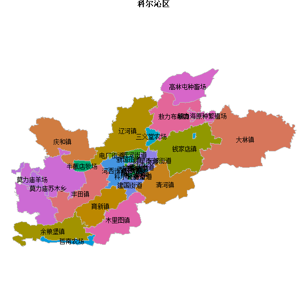 科尔沁区乡镇地图shp数据WGS84坐标系.shp