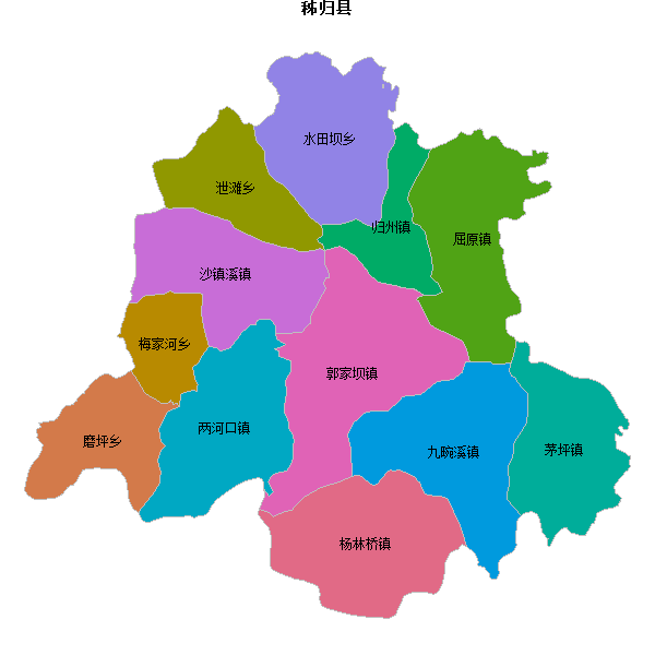秭归县乡镇地图shp数据WGS84坐标系.shp
